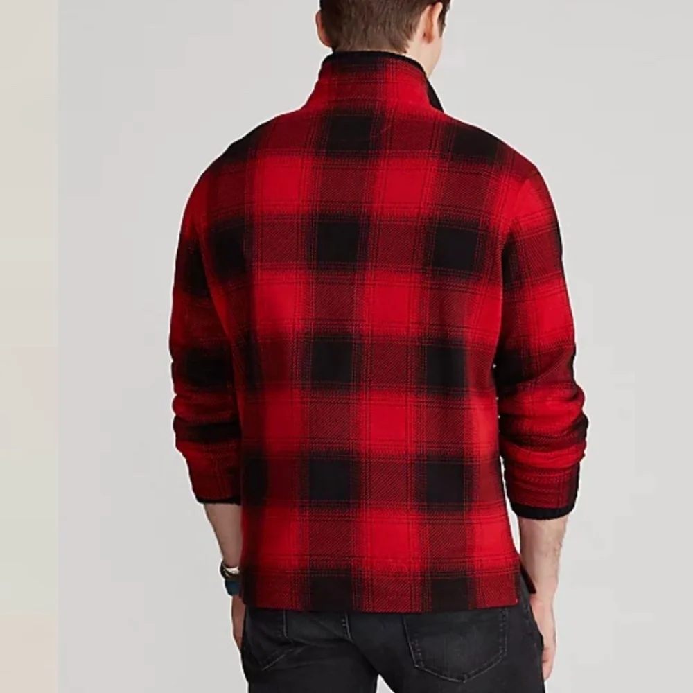 Polo Ralph Lauren Buffalo Check Estate Rib Pullover for Men's Long Sleeve Size L
